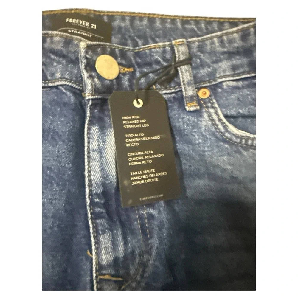 Forever 21 Men's Straight Denim Pants Size 32 NWT High‎ Rise Relaxed Hip